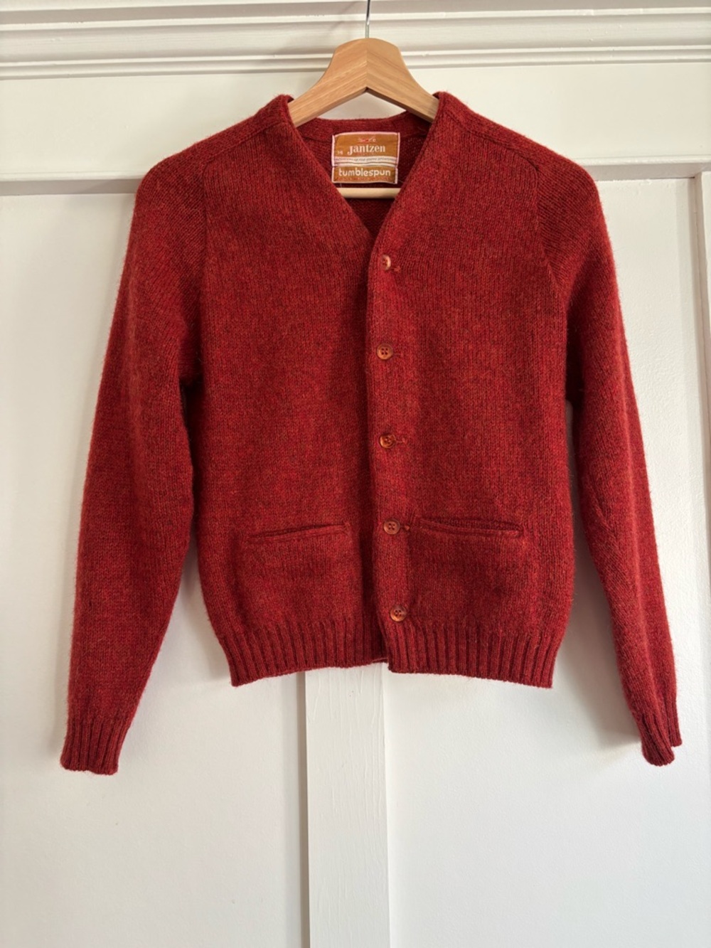 Vintage wool Jantzen Rustic Red Button-Front Women's Cardigan